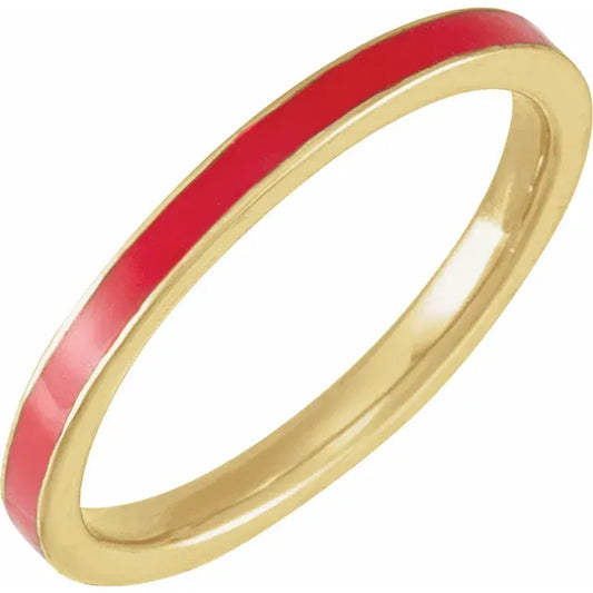 Maria Elizabeth Red Enamel Stackable Ring