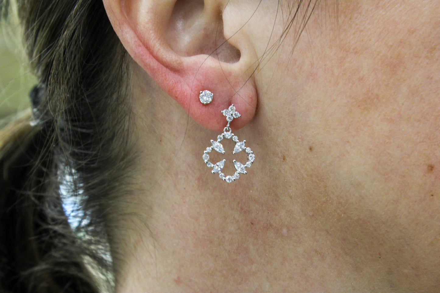 Exclusively Silver Flower Design Earrings