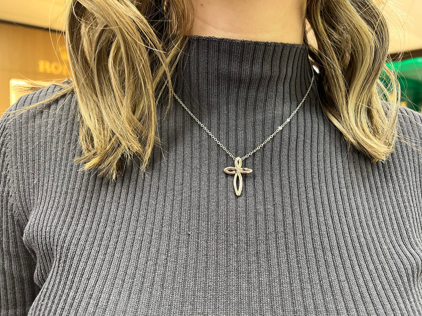 Exclusively Silver Free Form Cross Pendant