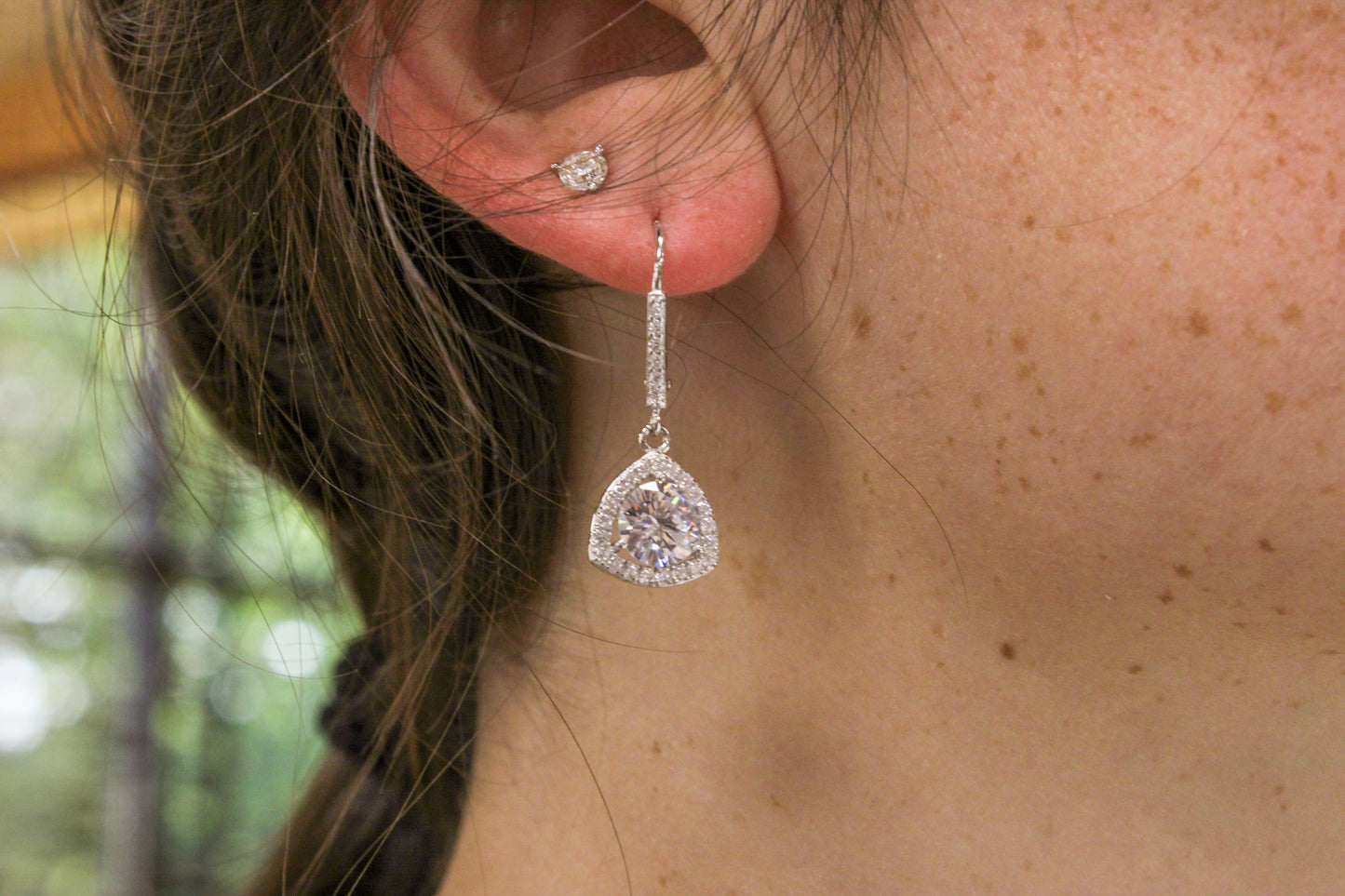 Exclusively Silver CZ Halo Dangle Earrings