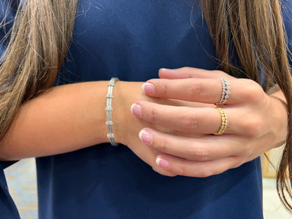 Exclusively Silver Two Row Textured Cuff Style Bracelet