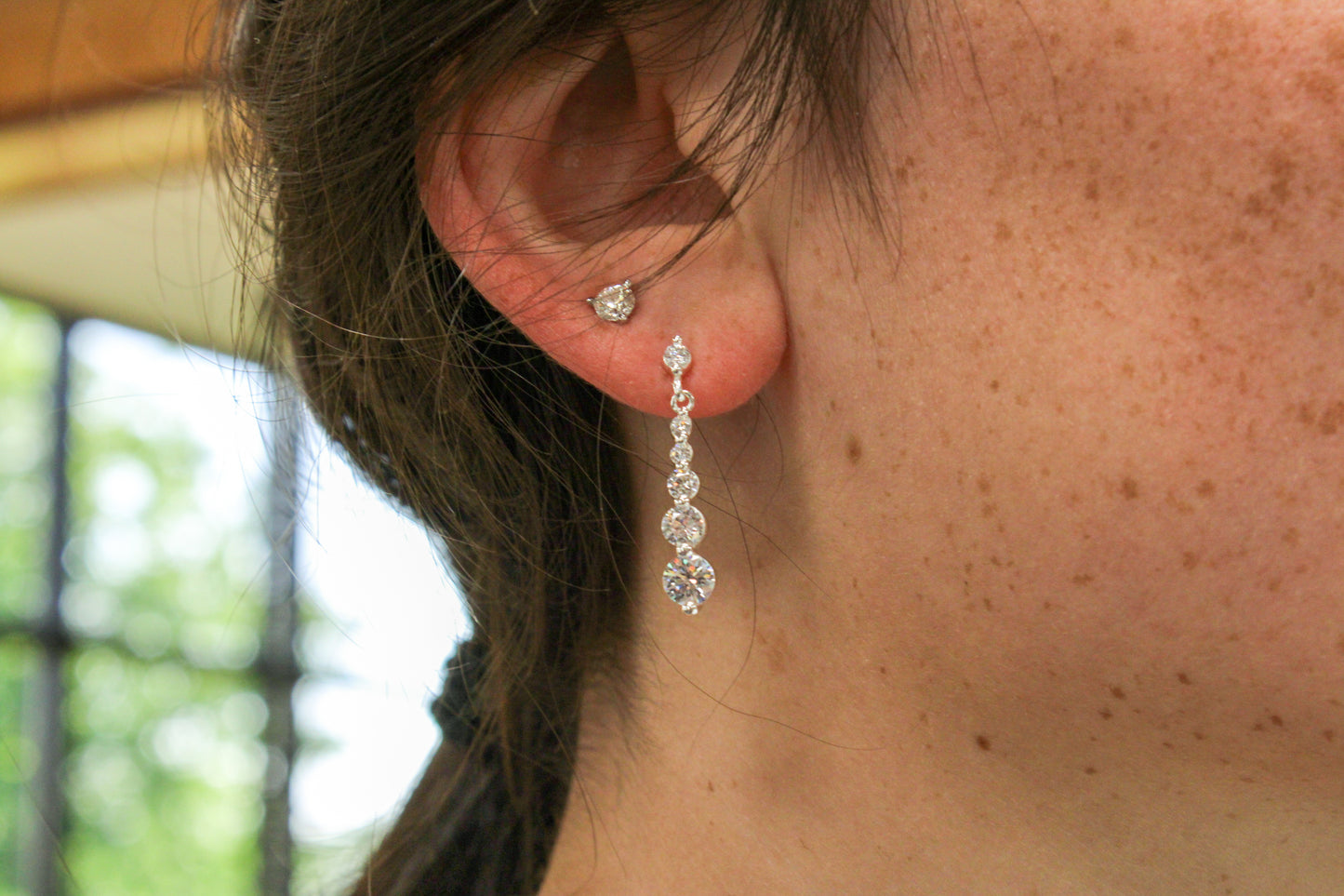 Exclusively Silver Graduated CZ Dangle Drop Earrings