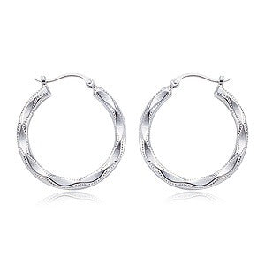 Exclusively Silver Embossed Shell Hoop Earrings