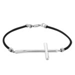 Exclusively Silver Cross Bracelet On A Leather Strap