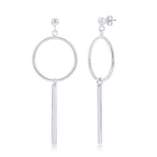 Exclusively Silver Open Circle Earrings with a Bar Design