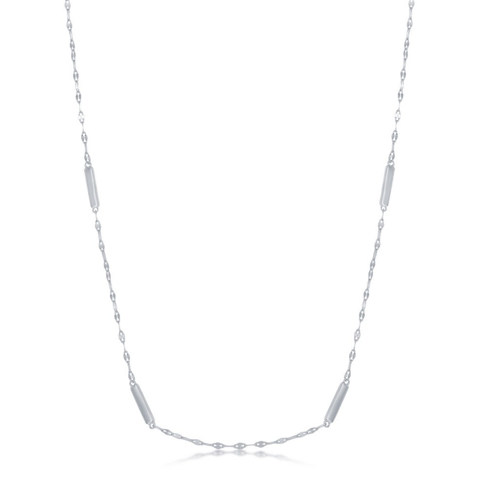 Exclusively Silver Fancy Chain And Bars Necklace