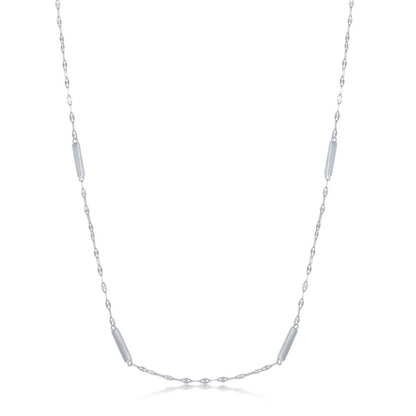 Exclusively Silver Fancy Chain And Bars Necklace