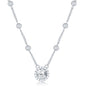 Exclusively Silver Cz Station Necklace With A Large Round Cz Pendant