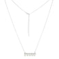 Exclusively Silver Cz Bar Necklace With 5 Freshwater Pearls