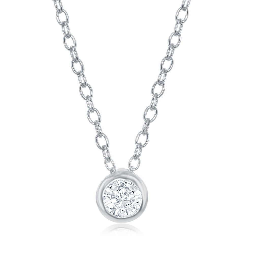 Exclusively Silver Bezel Set CZ Necklace