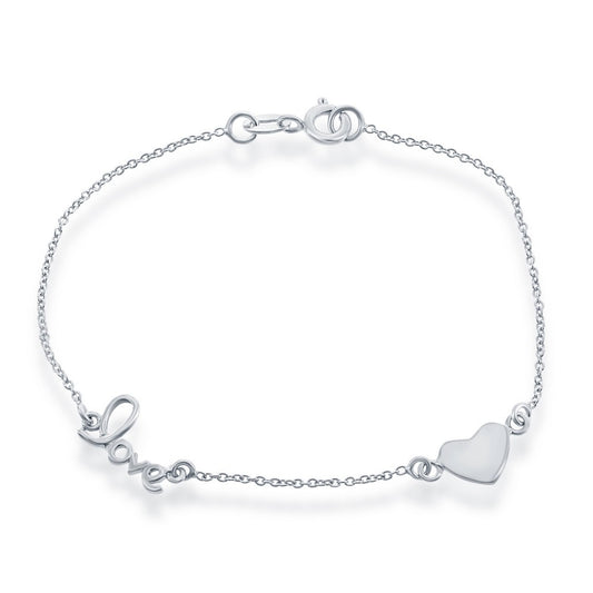 Exclusively Silver Heart and Love Bracelet