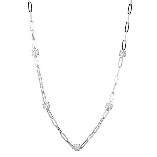 Exclusively Silver 5 Station Paper Clip Necklace