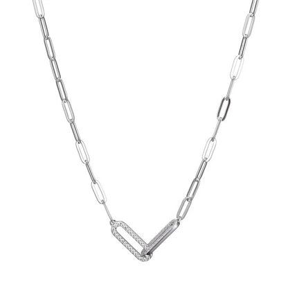 Exclusively Silver Paperclip Necklace with interlocking Clips in the Front